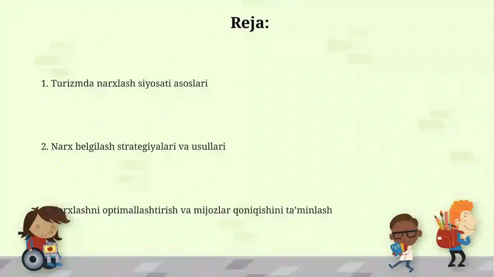Turizmda narx siyosati va narx belgilash 2