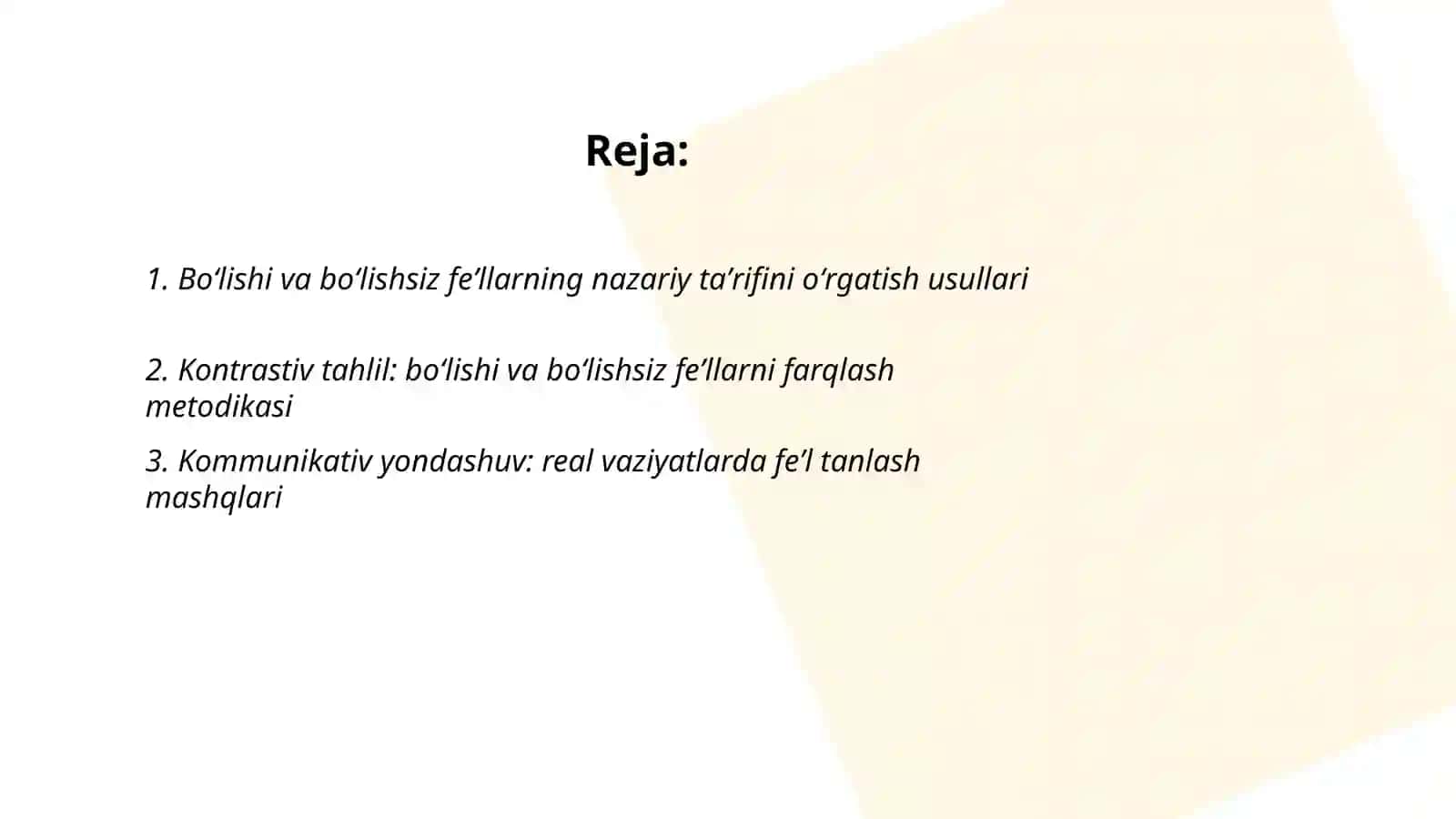 Boʻlishi va boʻlishsiz feʼllar" mavzusini oʻrgatish usullari 2