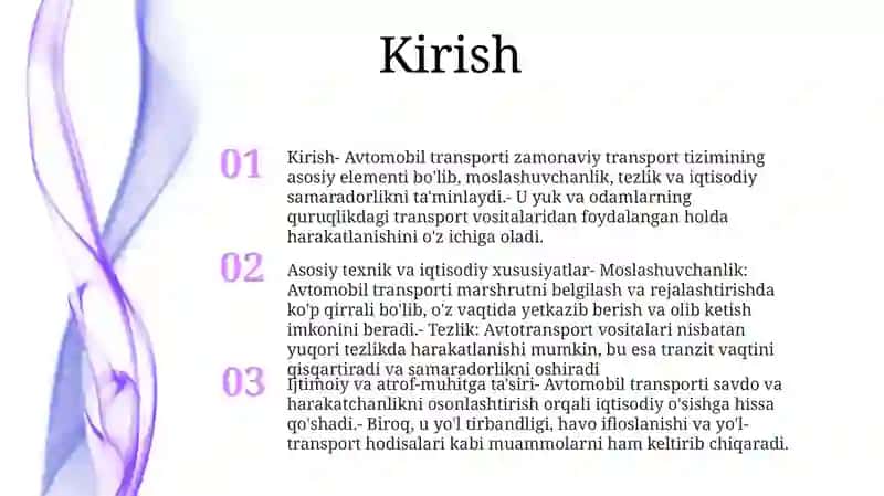 Avtomobil Transportining Asosiy Texnik Iqtisodiy Xususiyatlari 2