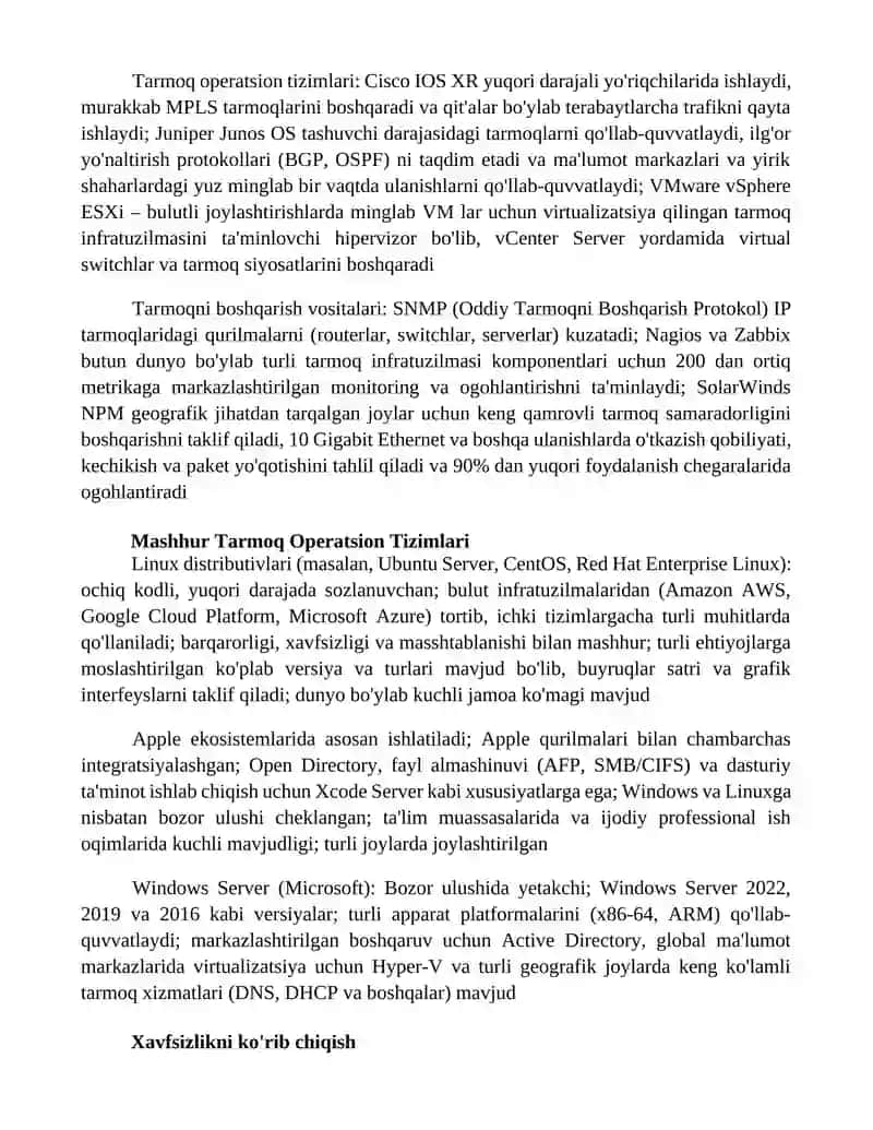 Tarmoq operatsion tizimlari (TOT) 2