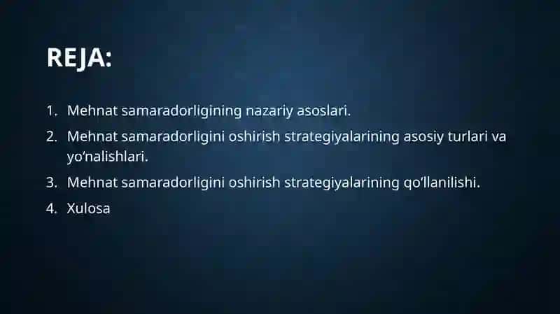 Mehnatsamaradorliginioshirish strategiyalari 2