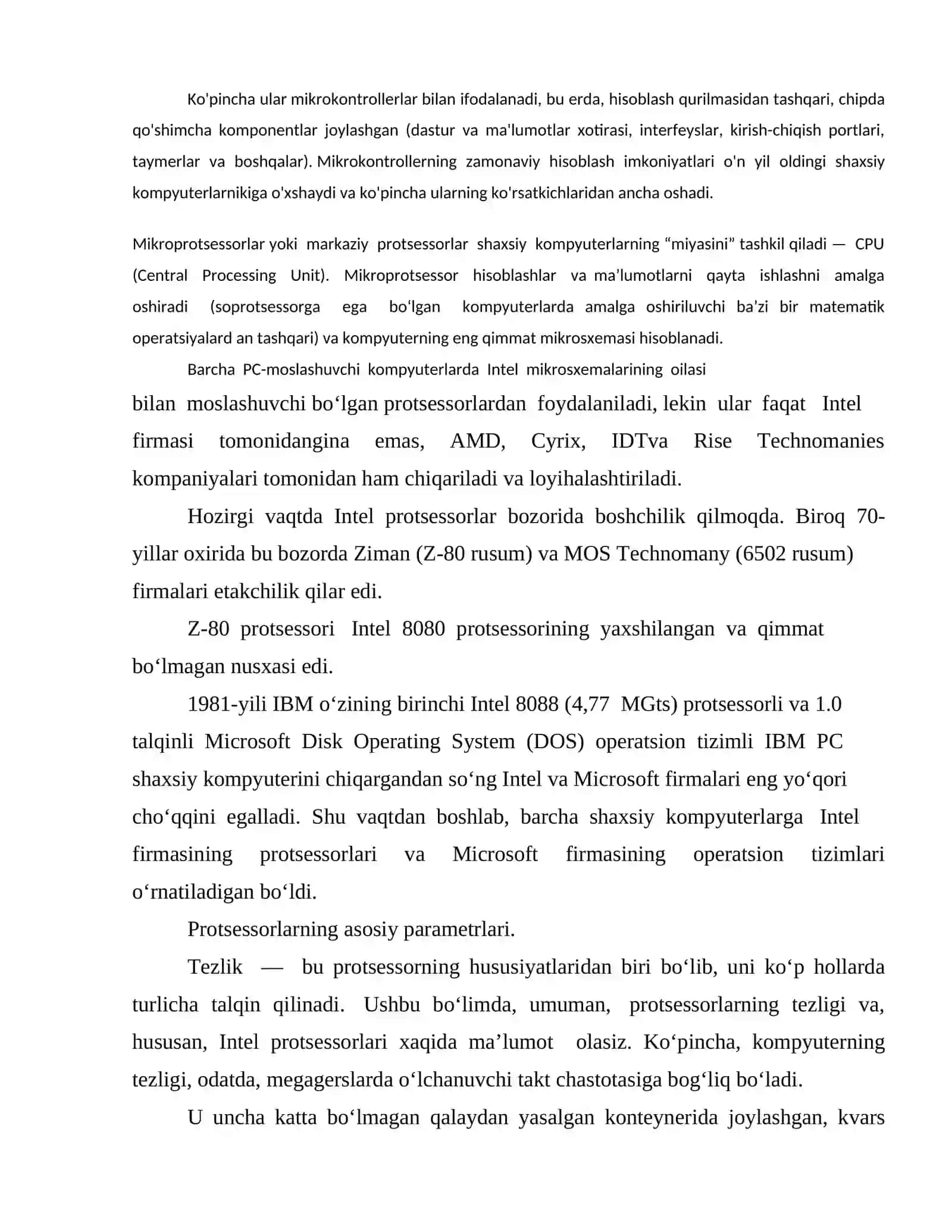 Kompyuter tizimining turlari va tuzilishi 2