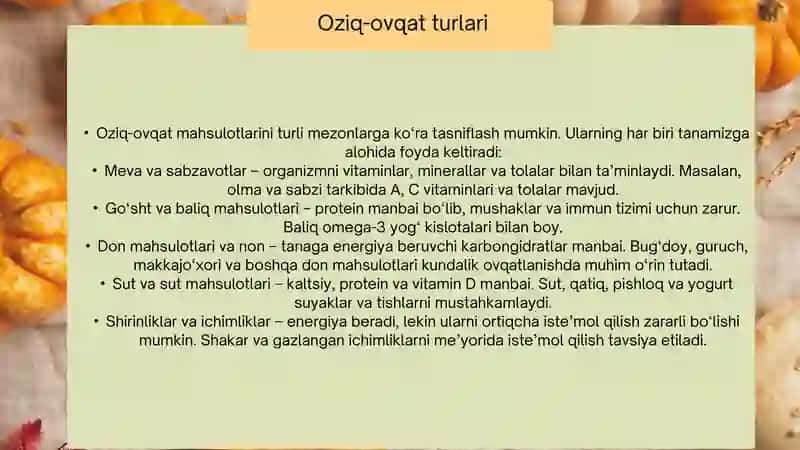 oziq ovqatlar 2