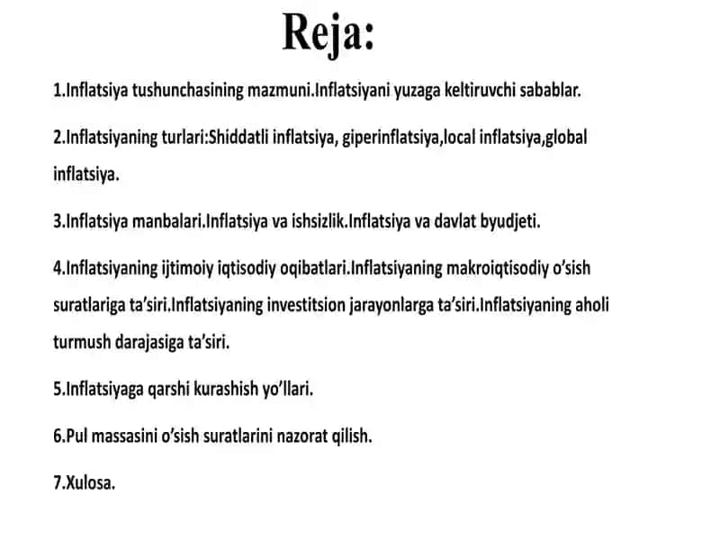INFLATSIYA VA UNGA QARSHI KURASHISH YO’LLARI 2