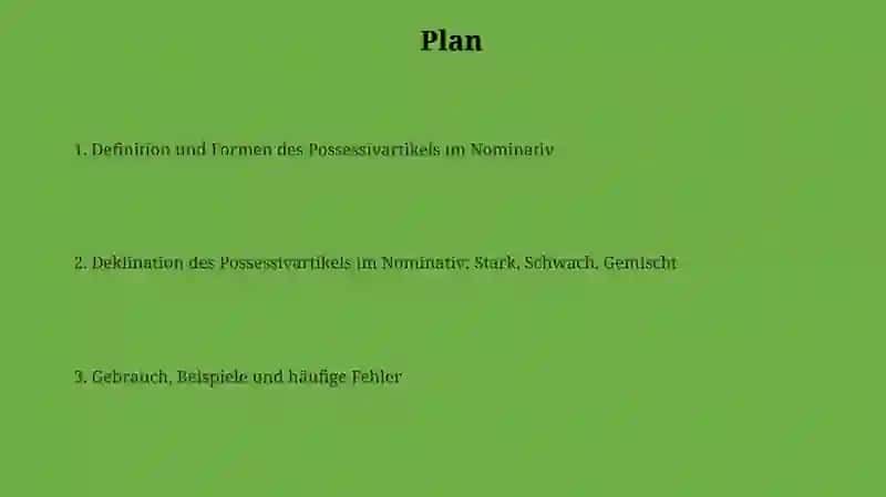 Possessive artikel im nominative 2