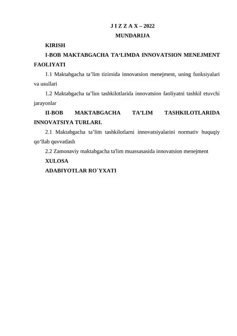 Maktabgacha ta'lim tizimida innovatsion menejment, uning funksiyalari va usullari 2