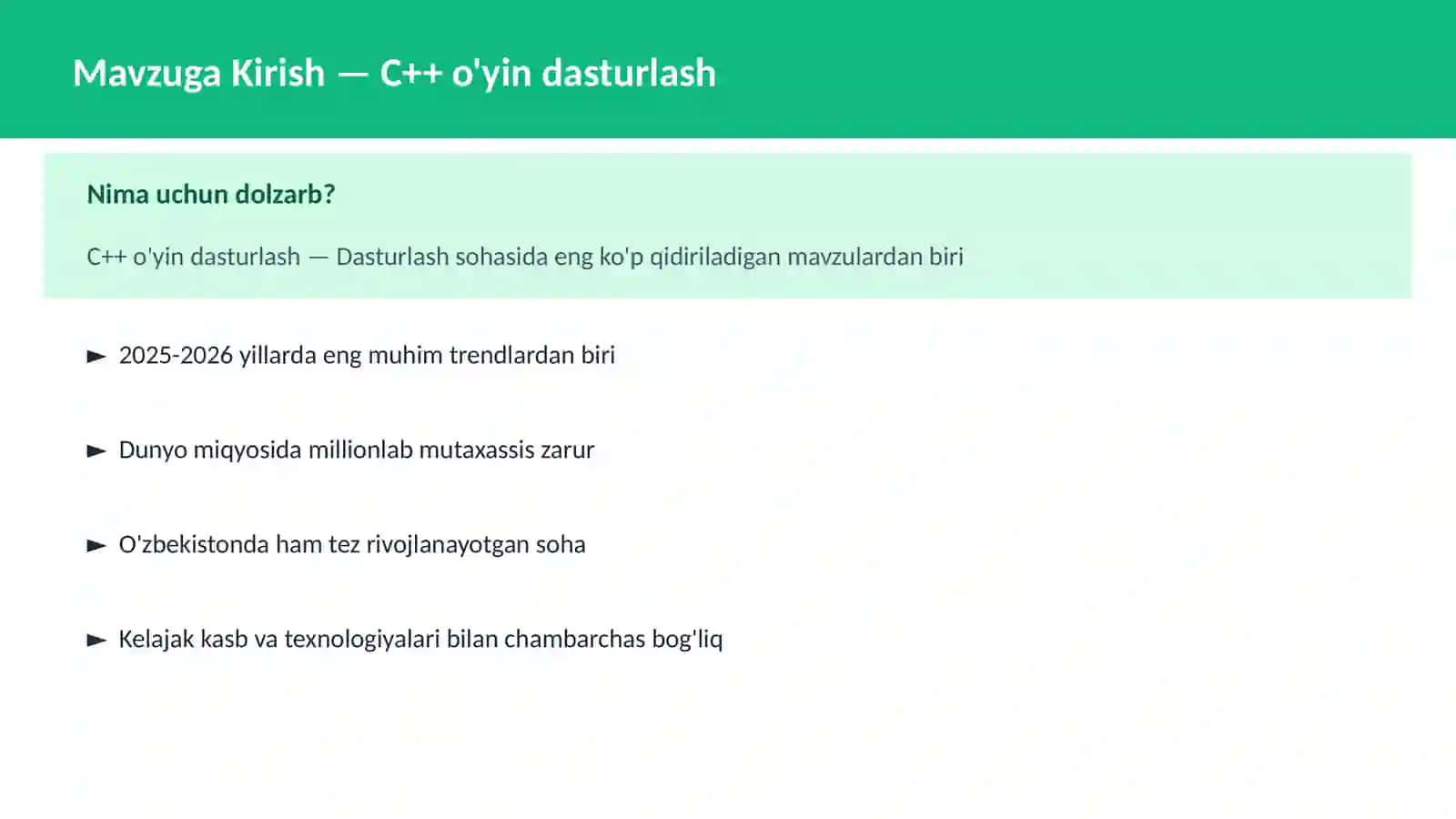 C++ VA TIZIM DASTURLASH 2