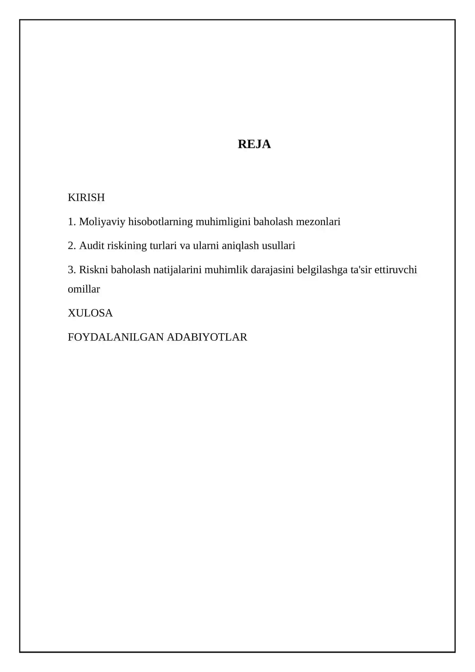 Auditda muhimlik va risk darajalarini aniqlash 2