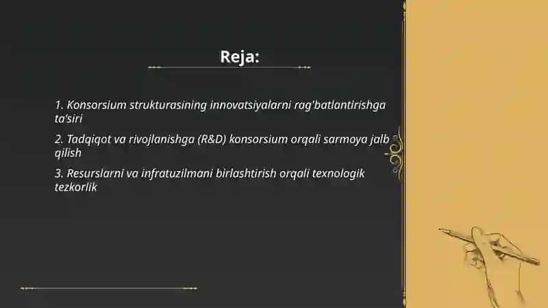 Texnalogiyalar konsorsiumi innovatsiyalarga ta'sirining o'ziga xos xususiyatlari 2