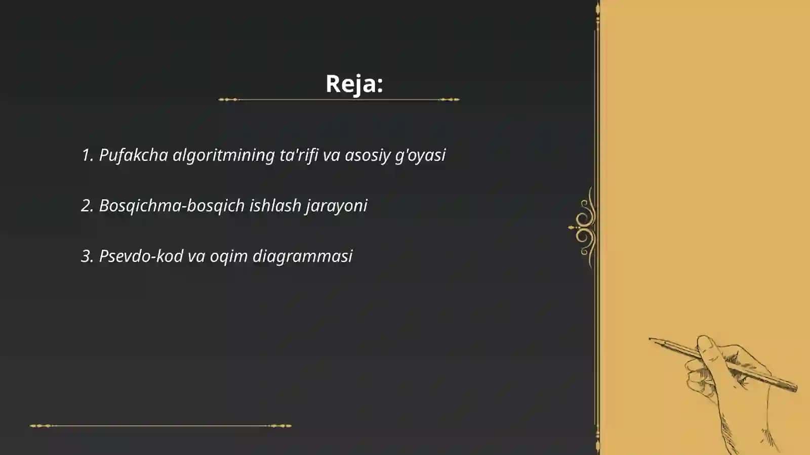 Pufakcha (Bubble sort) algoritmi qanday ishlaydi 2