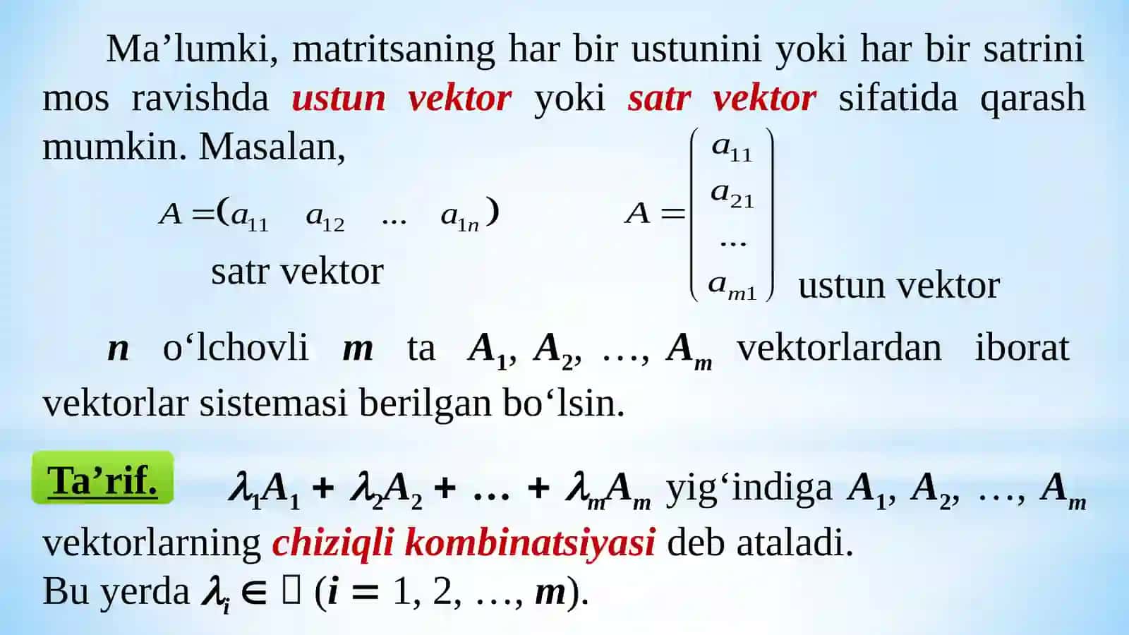 VEKTORLAR SISTEMASI VA UNING RANGI 2