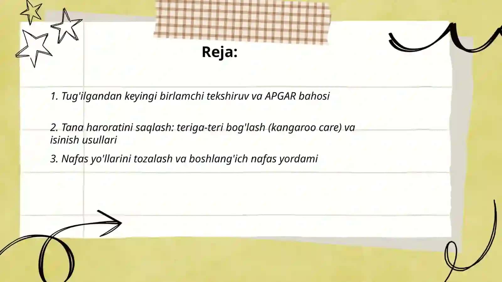Yangi tug'ilgan chaqaloqning birlamchi parvarishi va patronaji 2