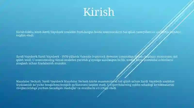 Xardi Vaynberk Masalalar Yechish 2