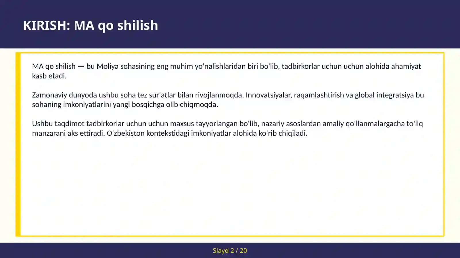 MA QO SHILISH 2
