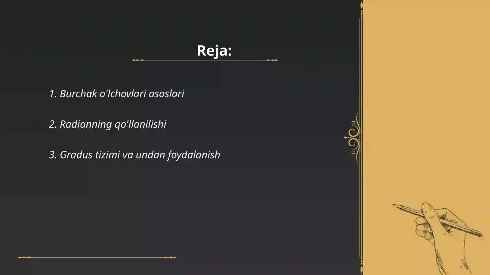 Burchak o'lchovlari 2