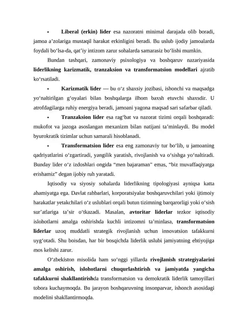 Liderlikning tipologiyasi 2