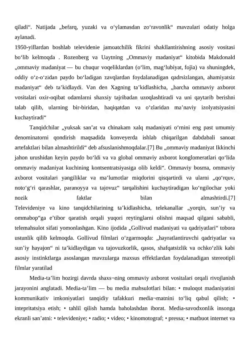 AXBOROT MATNLARI BILAN ISHLASH VA MEDIA MADANIYATI 2