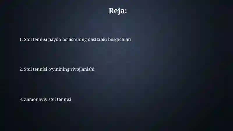 Stol tennisini vujudga kelishi va rivojlanish tarixi 2