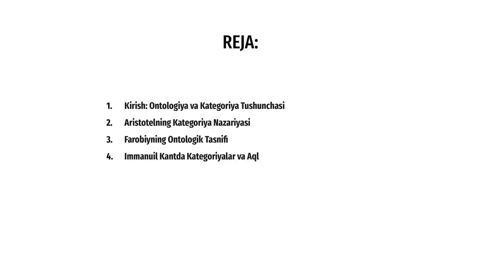 Aristotel, Farobiy va Kant ontologiyasida kategoriyalarning tasnifi 2