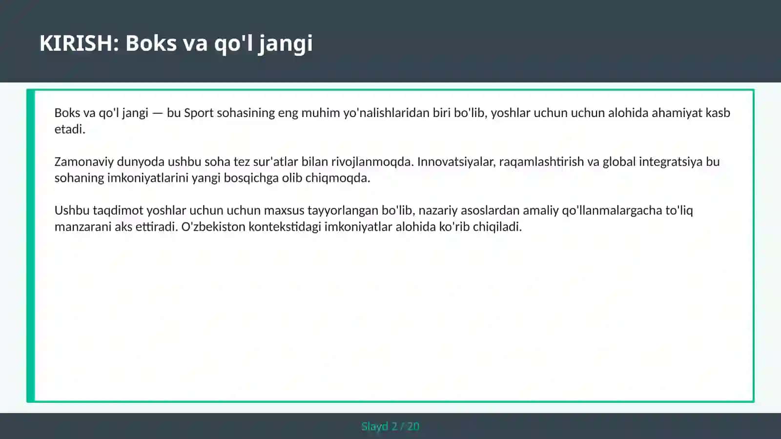 Boks va qo'l jangi 2