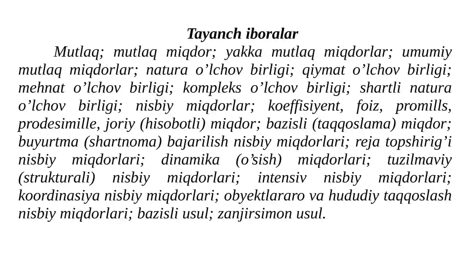 Statistik ko’rsatkichlar 2