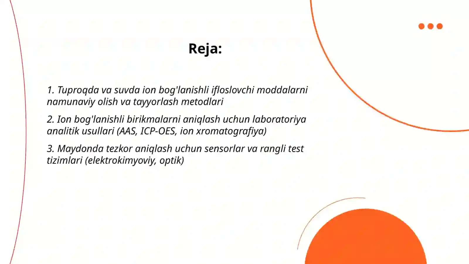 Tuproq va suvda ion bog'lanishli birikmalarni tozalash 2