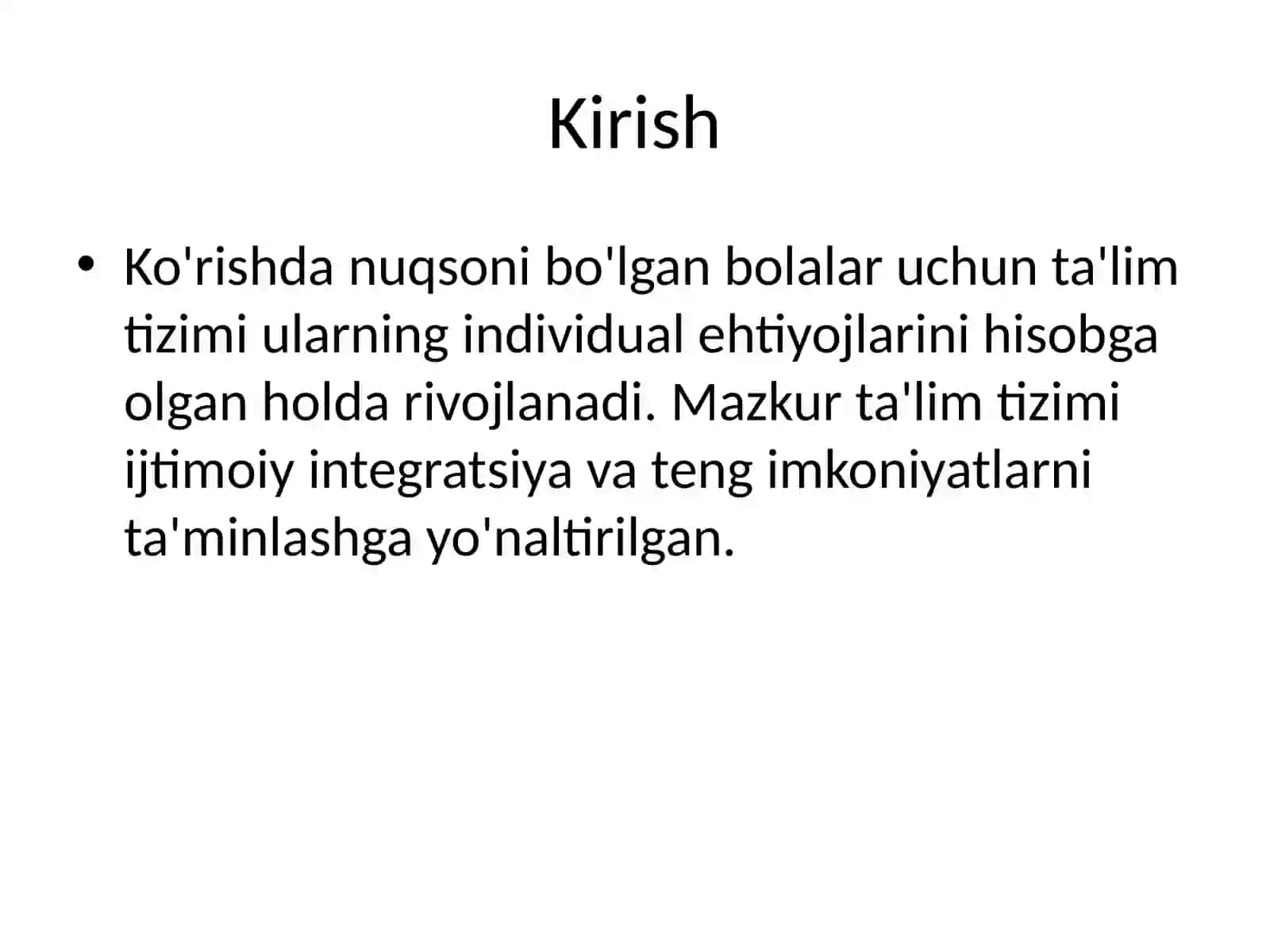 Ko'rishda Nuqsoni Bo'lgan Bolalarning Ta'lim Tizimi 2