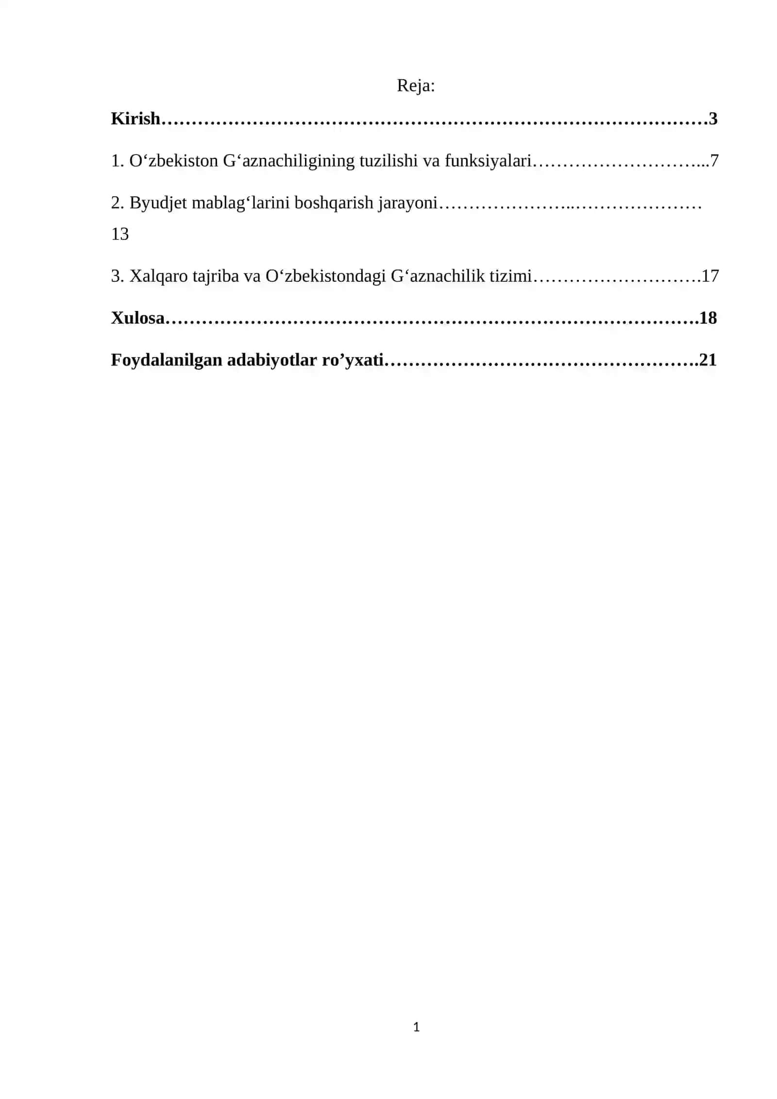 Oʻzbekiston respublikasi gʻaznachiligi, uning budjet mablagʻlarini boshqarishdagi ahamiyati 2