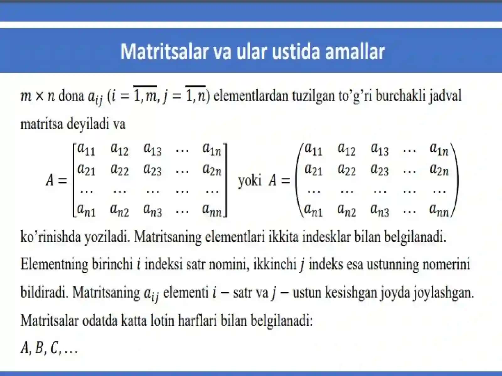 MATRITSALARNI SONGA KO’PAYTIRISH.MATRITSALARNI KO’PAYTIRISH 2