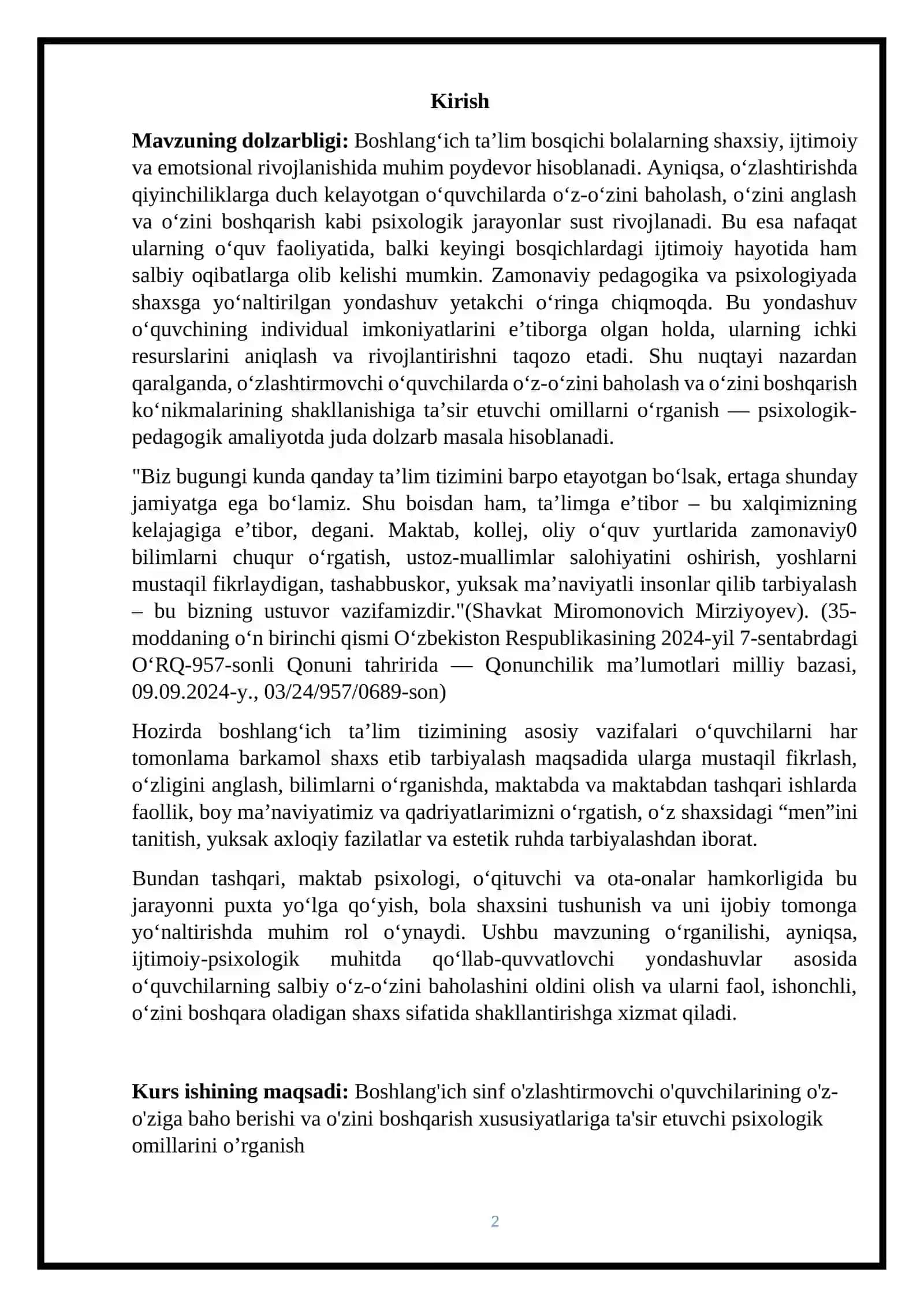 O'quvchilarning o'z-o'ziga baho berish va boshqarish xususiyatlari 2