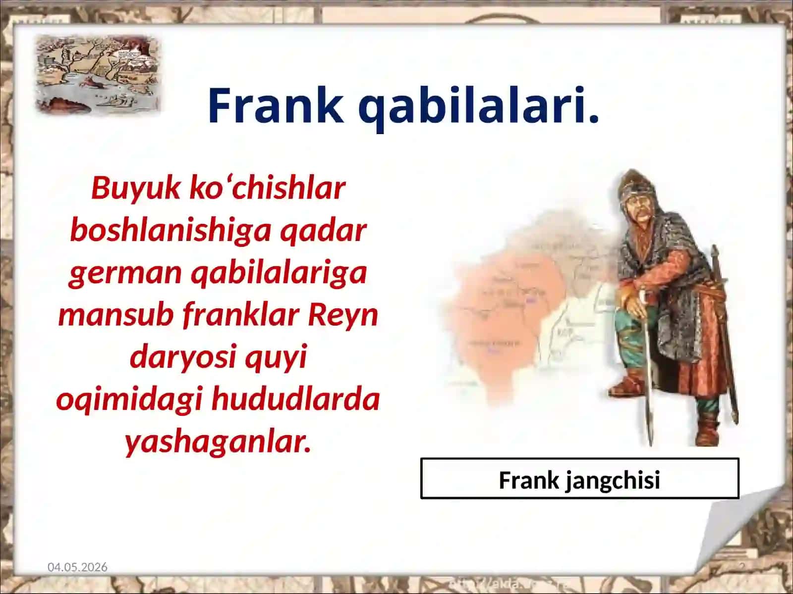 7-sinf Jahon tarixi Franklar, Franklar davlatining tashkil topishi dars taqdimot 2