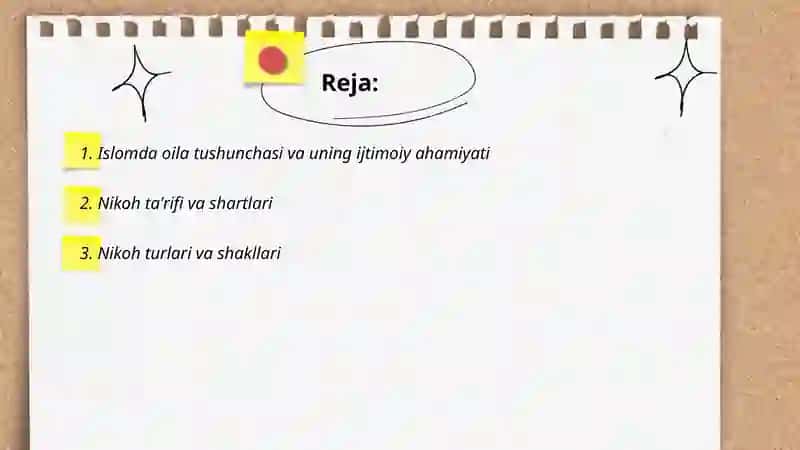 Islom huquqshunosligida oila, nikoh, taloq, idda, zihor tushunchalarini ta'riflash va taqdimot tayyorlash 2