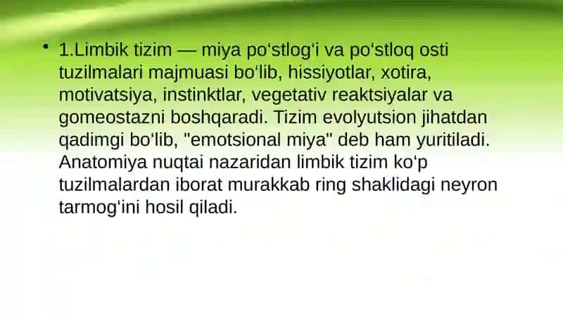 Limbik tizim, funksiyasi 2