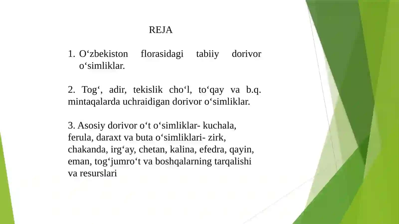 O‘zbekiston florasi dorivor o‘simliklari bioekologik xususiyatlari va tarqalish areali 2
