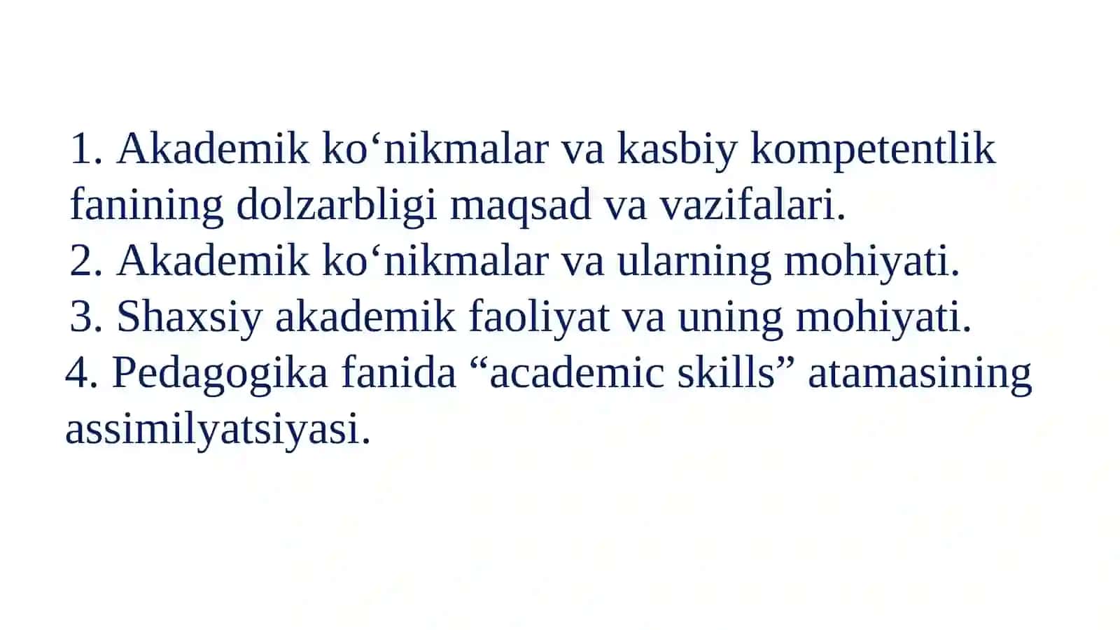 Akademik Ko'nikmalar va Kasbiy Kompetentlik 2