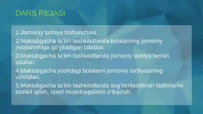 MAKTABGACHA YOSHDAGI BOLALARNINGJISMONIY TARBIYASI 2