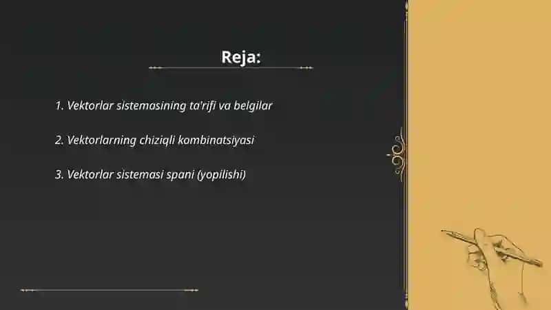 Vektorlar sistemasi 2