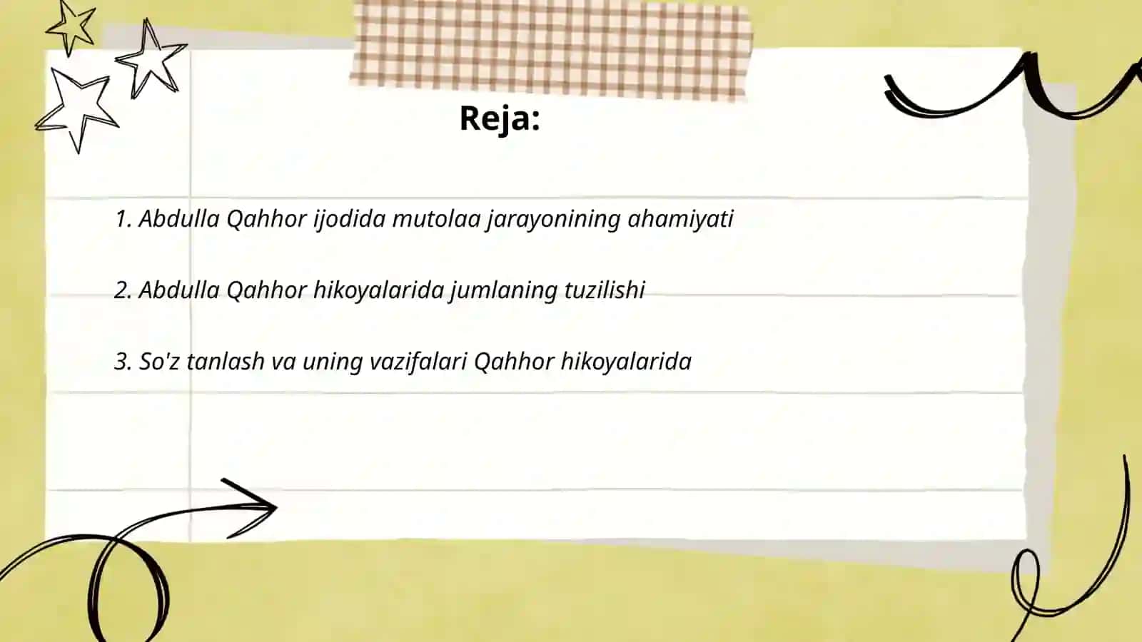 Abdulla Qahhor hikoyalari misolida 2