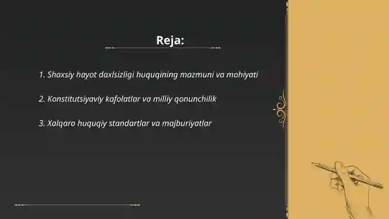 Insonlarning shaxsiy hayot daxlsizligi huquqi 2