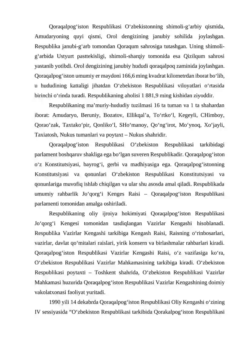 Mustaqillik yillarida Qoraqalpog‘iston Respublikasi 2