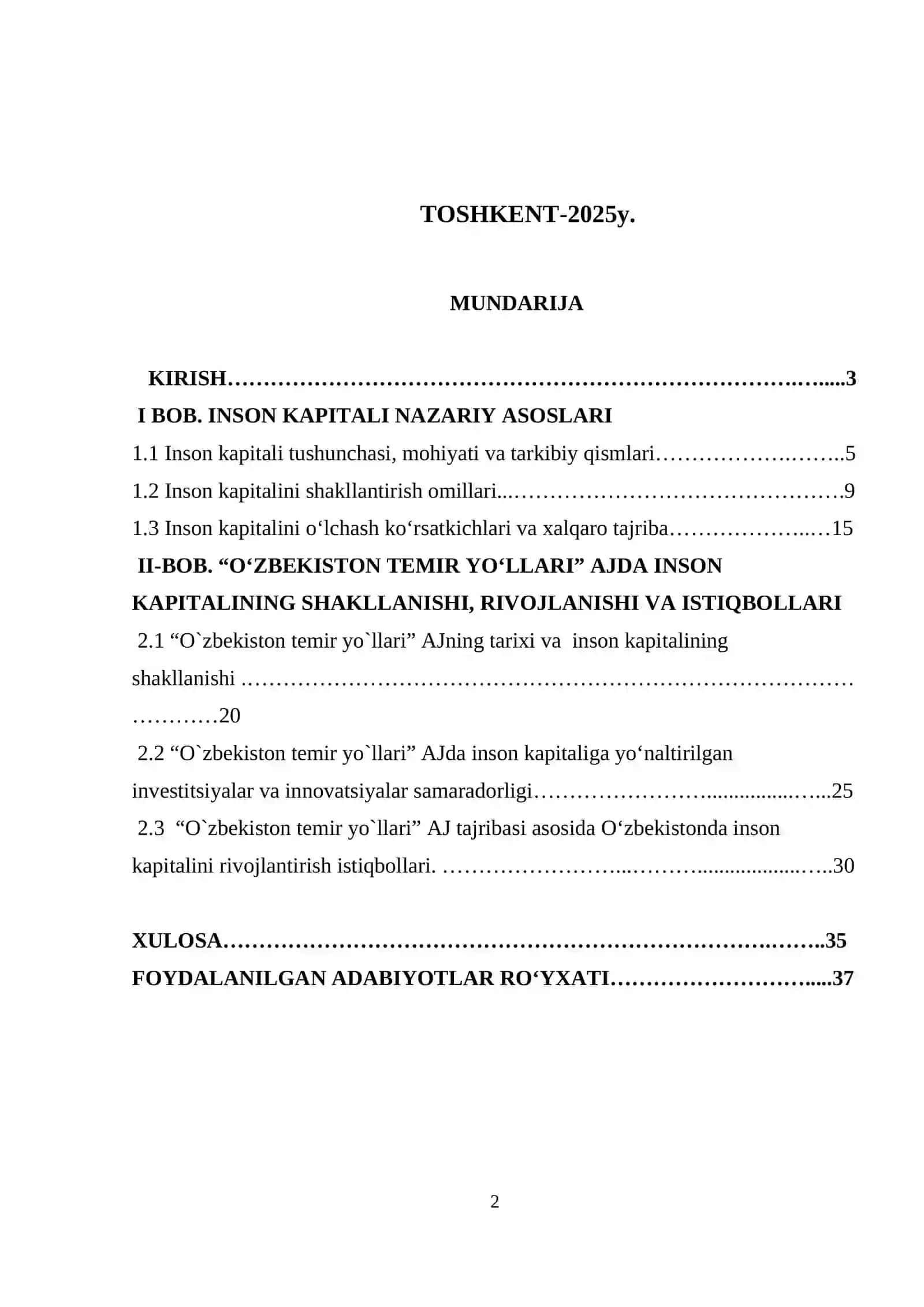 Inson kapitali va uning zamonaviy iqtisodiyotdagi o`rni 2