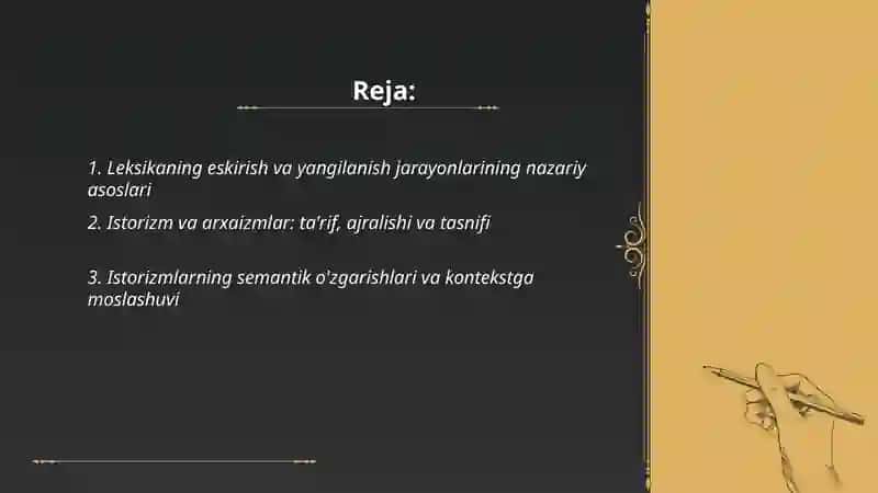 Ózbek tili leksikasida eskirish va yangilanish jarayonlari 2
