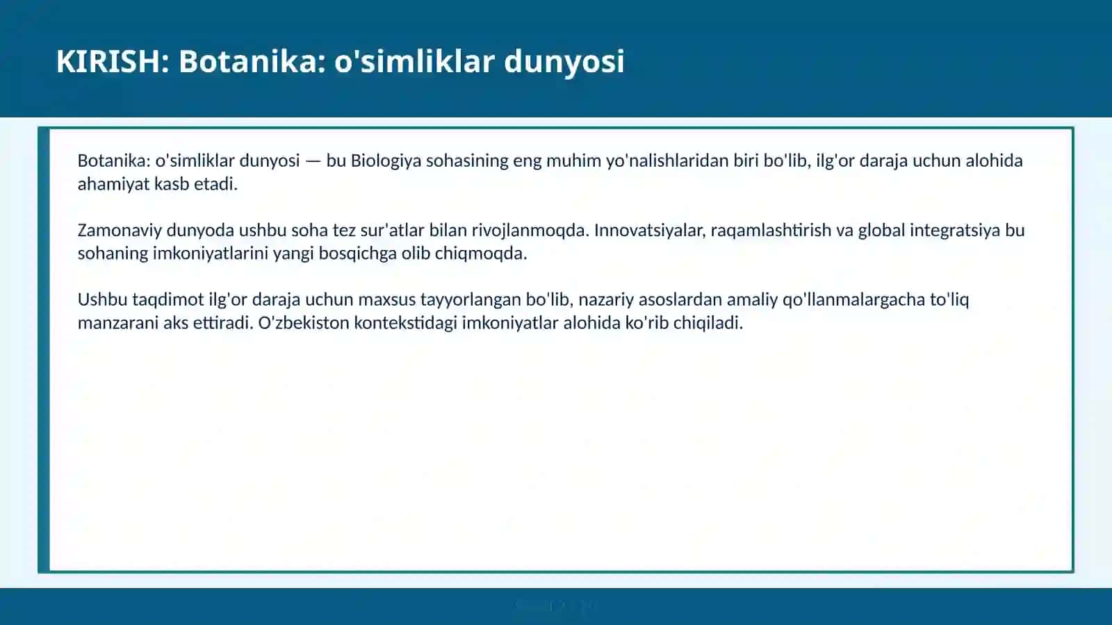 Botanika: O'Simliklar Dunyosi 2