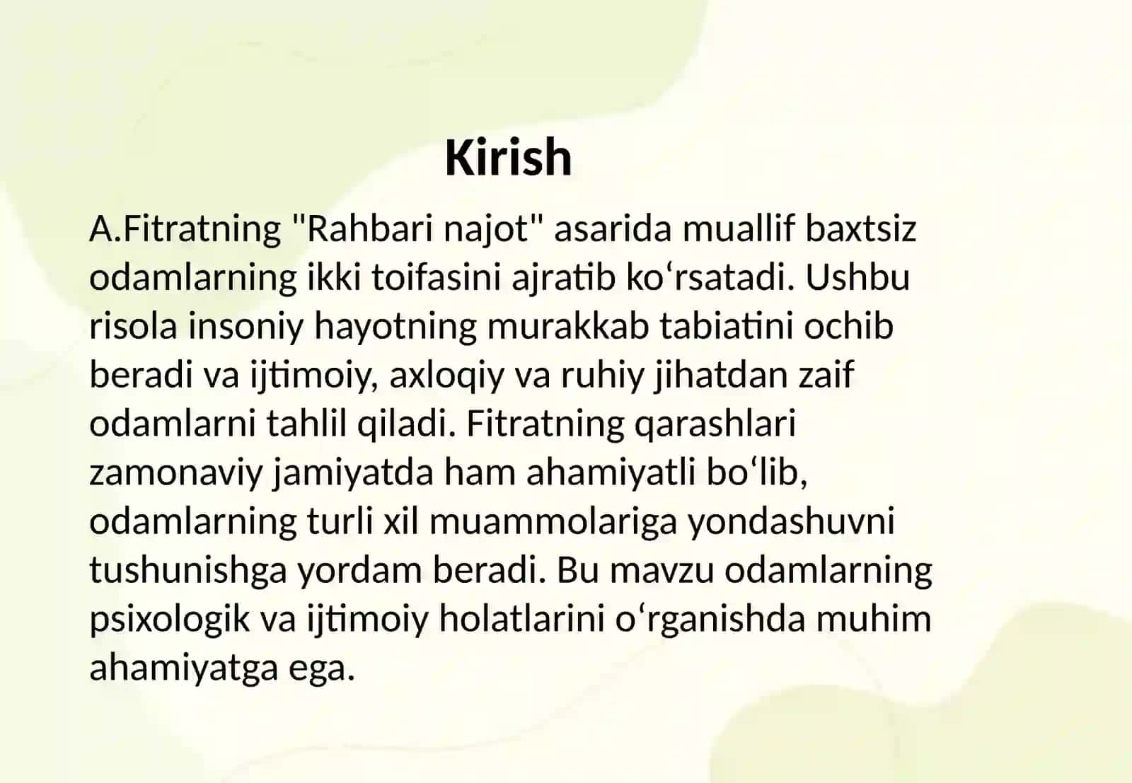 A.Fitratning "Rahbari najot" risolasidagi "Baxtsiz odamlarning ikki toifasi"ga oid qarashlari 2