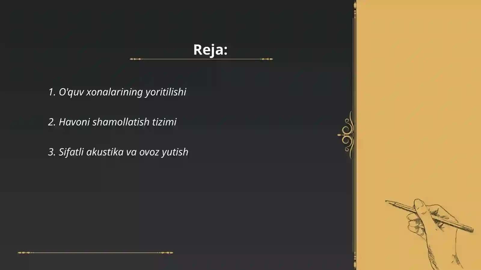 O'quv xonalarining yoritilishi 2