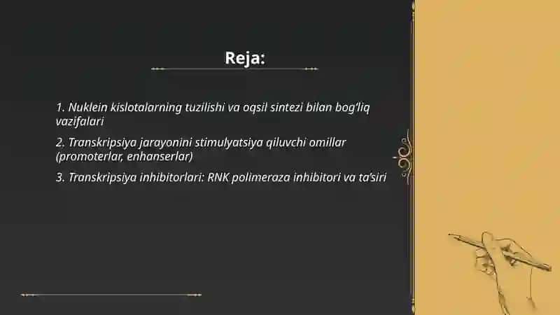 Nuklein kislotalar, oqsil sintezining stimulyator va ingibitorlari 2