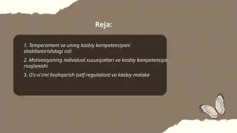 KASBIY KOMPETENSIYANI RIVOJLANTIRISHDA SHAXSNING INDIVIDUAL PSIXOLOGIK XUSUSIYATLARINING O’RNI 2