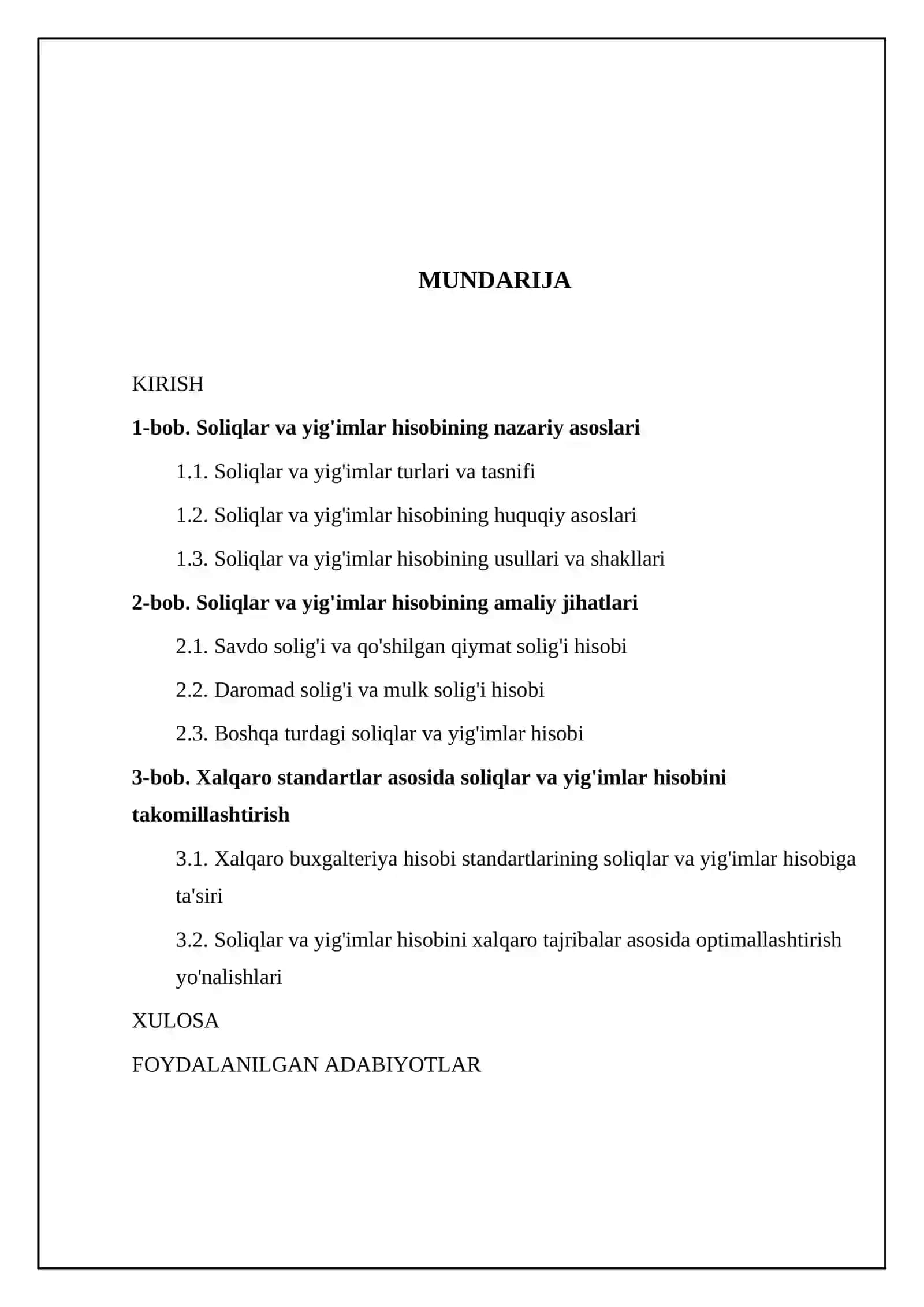 Soliqlar va yig'imlar hisobi va uni xalqaro standartlar asosida takomillashtirish 2