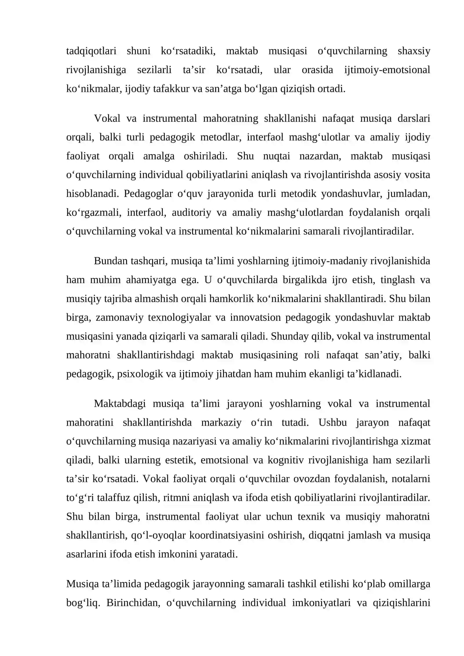 Yoshlar orasida vokal va instrumental mahoratni shakllantirishdagi maktabdagi musiqa ta’limining roli 2