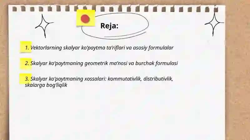 Vektorlarning skalyar, vektor, va aralash koʻpaytmalari 2